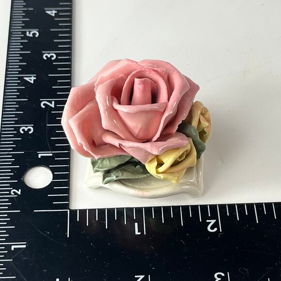 x8 1940s Kronach Bavarian Porcelain Dusty Pink Rose Flower Figurine 1.5" Bisque - Picture 10 of 15